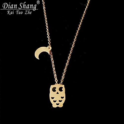 GOLD Fashion Gold Silver Plated Half Moon Night Owl Maxi Collier Necklace Pendant Stainless Steel Lovers Christmas Gift