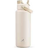 POWCAN 40 oz Insulated Water Bottle with 2-in-1 Straw and Spout Lid, Keep Cold 24H, Leak-Proof, BPA-Free, Double Wall Stainless Steel Water Bottle for Sports, Gym, Travel, and School (Mousse)