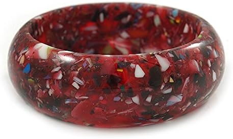 Avalaya Red Resin with Mosaic Effect Bangle Bracelet - Medium - 17cm L, burgundy - Image 4