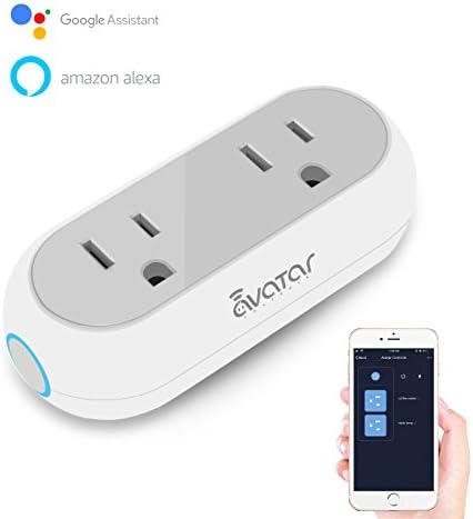 Avatar Controls Wifi Smart Outlets, Wireless Mini Plug with APP Remote ON/OFF Switch, Energy Monitoring and Timer Function, Dual Smart Plug Work Individually/Groups, Work with Alexa/Google Home/IFTTT