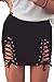 Meyeeka Womens Sexy High Waist Lace Up Bodycon Faux Suede Split Tight Mini Skirt