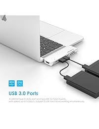 LENTION   Hub portátil USB C con Thunderbolt 3 de 40 Gbps, 100 W de potencia, HDMI 4K, 2 USB 3.0, lector de tarjetas SD Micro SD y adaptador de datos tipo C para MacBook Pro 13 15 (2018 2016) (plata)
