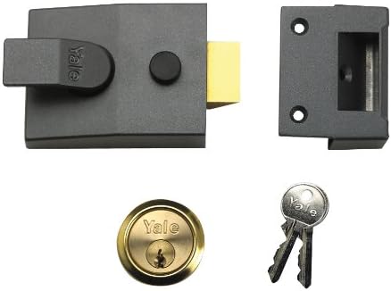 Yale Locks 89DMGPB Deadlock Nightlatch DMG Brass Cylinder 60mm Backset (Boxed), Dark Metallic Gray/Polished Brass, 60 mm