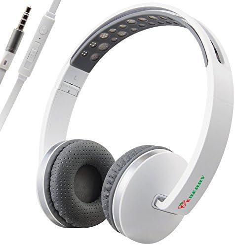 Bluelark Portable 3.5mm Foldable Over-Ear Headphone Headset Wired Pure Musical Audio Headphones Lightweght Cord Earphones Stereo Headsets for Phones, PC, MP3/ MP4 Player and More (Gray white)