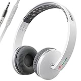 Bluelark Portable 3.5mm Foldable Over-Ear Headphone Headset Wired Pure Musical Audio Headphones Lightweght Cord Earphones Stereo Headsets for Phones, PC, MP3/ MP4 Player and More (Gray white)