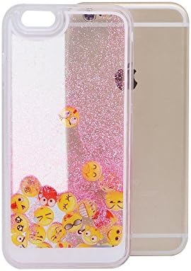 Nasin iPhone 6 Plus Case, iPhone 6s Plus Case, New design 3D Bling Glitter Sparkle Liquid case, Funny Emoji Face Smiley Face back cover For iPhone 6Plus/6s Plus(pink)