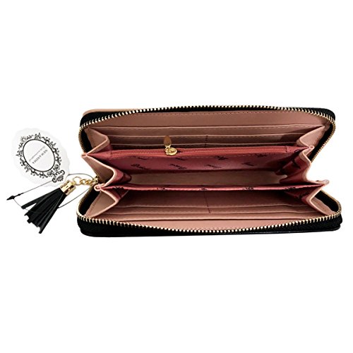 Wallet-NEWANIMA Women Multi-card Long Clutch PU Leather Fashion Purse Lady Handbag Bag With Credit Card Holder(Style2-Black)