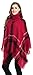 Bellady Women's Batwing Sweaters Tassels Poncho Cape, Asymmetric Hem Plaid, Sweater Dress in Plus Size, Red