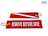 2 Scuba Diver Embroidered Keychains REMOVE BEFORE DIVE similar to the REMOVE BEFORE FLIGHT keychains