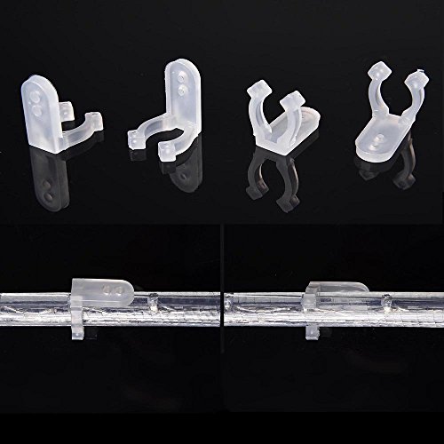 DELight 50pcs 1/2" 13mm Clear PVC LED Rope Light Holder Wall Mounting Clips Accessories Standard Size