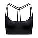 QUEENIEKE Women's Light Support Double-T Back Wirefree Pad Yoga Sports Bra Size XL Color Black Pro