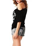 ANGVNS Women's Short Sleeve t Off Shoulder White Cotton Top T-shirt Blouse