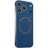 Omio Magnetic Slim Case for iPhone 17 Pro Max Compatible with MagSafe, Frosted Matte PC Ultra-Thin Bumper Frameless Borderless Minimalist Design Shockproof Cover for Men Women, Blue
