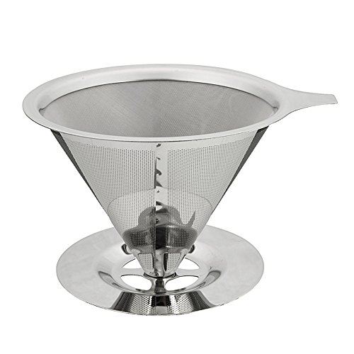 Joyful Store Stainless Steel Coffee Dripper,Reusable Pour Over Cone Coffee Filter with Cup Stand