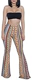 Kashani Women's Sexy Tie Dye Print Bandeau Top Flared Bell Bottom Pants Outfits