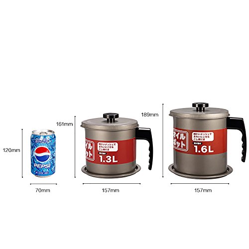 Oil Storage Grease Keeper, Grease Strainer Pot Grease Container with Mesh Strainer (Silver Gray 1.6)