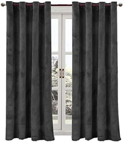 Comforhome Solid Soft Velvet Window Curtain Grommets Drapes Gray 52" x 84" (1 Panel)