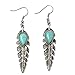 TS Women's Turquoise Mosaic Leaf Shaped Earrings