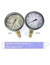 SINOCMP Kit de medidor de presión hidráulica con 3 calibres y 6 acoplamientos, Hydraulic Pressure Gauges Kit