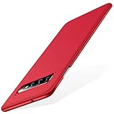 TORRAS Slim Fit Galaxy S10 Plus Case, Hard Plastic Ultra Thin Phone Cover Case with Matte Finish Grip Compatible with Samsung Galaxy S10 Plus, Red