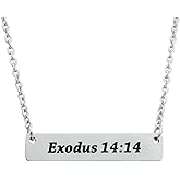 Beeshion Christian Bar Necklace Stainless Steel Bible Verse Prayer Charm Necklace Faith Religious Jewelry for Her