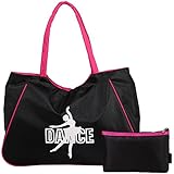 kilofly Girl's Water Resistant Ballet Dance Shoulder Bag Handbag + Beauty Pouch