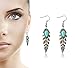 TS Women's Turquoise Mosaic Leaf Shaped Earrings