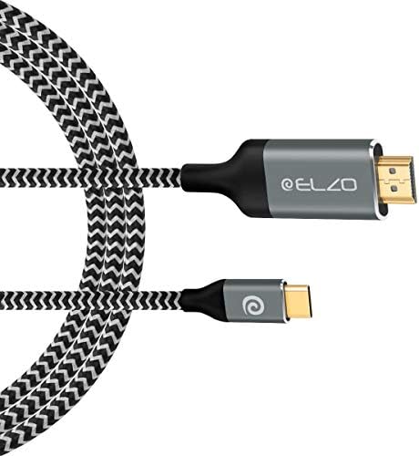 USB Type C to HDMI Cable (6ft/1.8m, 4K@60Hz), ELZO USB 3.1 Type C Male (Thunderbolt 3 Compatible) to HDMI Cable for 2017/2016 MacBook Pro, ChromeBook Pixel, Samsung Galaxy S8/S8 Plus
