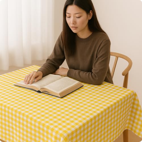 Toalha de Mesa Xadrez Retangular Ideal para Casa Apartamento Airbnb 1m x 1,50 (AMARELO)