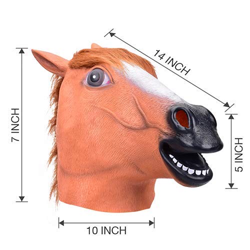VIVREAL Halloween Head Mask - Horse Head Mask for Halloween Costume Party Decorations, Animal Head Mask Brown Horse for Party Makeup Cosplay Costume, Perfect Addition to Halloween Party - Thumbnail 2