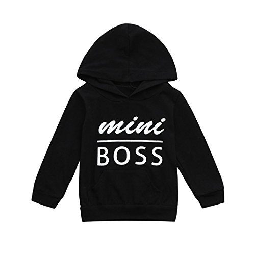 BeautyVanâ€”â€” Children Sweatshirt Toddler Kids Boys Hooded Sweatshirts Infant Letter Printing Blouse Long Sleeve Hoodies Tops (4T, Black)