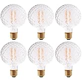 Vintage LED Edison Bulb G30 4W Dimmable LED Filament Bulb Globe Pineapple Shaped Light Bulb 2300K Warm White E26 400LM Equivalent 40W Incandescent (Clear, 6 Pack)