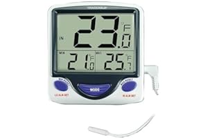 Digi-Sense Calibrated Jumbo Refrigerator/Freezer Digital Thermometer, Wire Probe