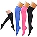 CHARMKING 3 Pairs Thigh High Compression Socks for Women and Men 15-20 mmHg Boost Circulation and All Day Comfort (S/M, Black/Red/Blue)
