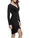 ANGVNS Women Long Sleeve Ruched V-neck Pencil Sexy Dress Bodycon Solid Slim Party Banquet Dress