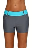 Aleumdr Womens Color Block Waistband Swim Board Shorts Plus Size S - XXXL