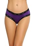 Avidlove Women Lace Underwear Bow-Tie Panties Sexy Bikinis Open Crotch Lingerie Purple XX-Large