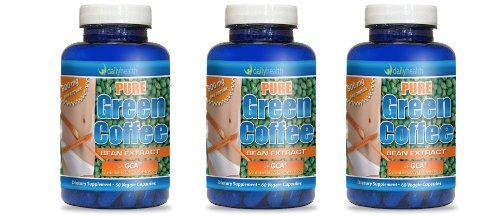 Pure Green Coffee Bean Extract with GCA 800mg per capsule 60ct 50 percent Chlorogenic Acid Dietary Supplement 3 bottle pack by Daily Health Green Coffee Bean Extract GCA