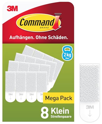 Command Small Picture Hanging Strips, Value Pack - 8 Pairs (16 Strips) Adhesive Strips in White - For Pictures, Frames, Mirrors, Wall Decor - Damage Free Hanging