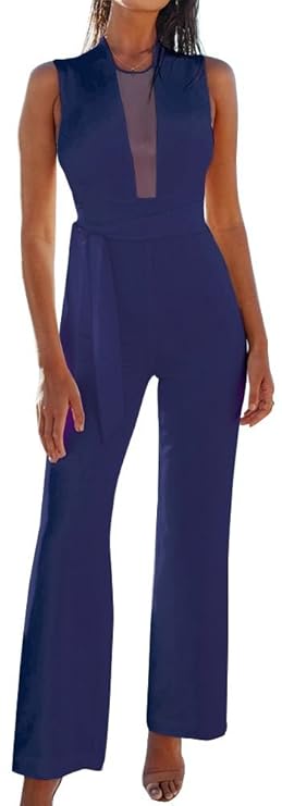 FANCYINN Jumpsuit Damen Elegant Ärmellos Playsuit Festlich Overalls Lang Romper