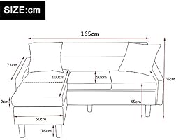 Leisure Zone Fabric Corner Sofa Couch L Shape Sofa Settee 3 Seater