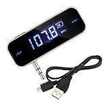 Wireless FM Transmitter for Car, ECRAB Mini FM Modulator with 3.5mm Aux Port, Audio Adapter Hands-Free Calls for iPhone Android