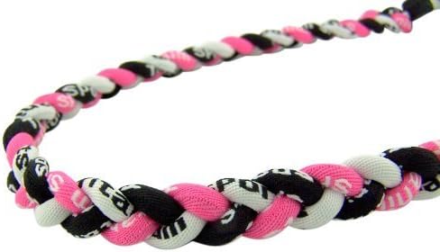 Titanium Tornado Sports Necklace Braided Three Rope Chain for Men Women Athlete (Black / Pink / White)