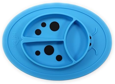Silicone Mini Placemat - Baby Plate - Toddler Feeding Mat by Hot1cE - Strong Suction Base - Portable - BPA Free - 100% Food Grade Silicone - Fits Most highchairs, Microwave and Dishwasher Safe (Blue)