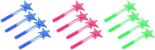 Set of 12 14" Colorful LED Star Princess Children's Kid's Battery Operated Toy Wand w/ Lights (Colors May Vary)
