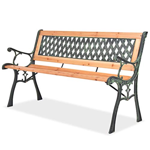 yorten Sitzbank Gartenbank Parkbank Gartenmöbel Bank mit Rautenmuster-Rückenlehne PVC 122 x 51 x 73 cm (B x T x H) für Außenbereich