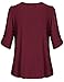 Messic Womens Round Neck Pleated Front Half Sleeve Tunic Top Wine,XL