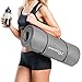 REEHUT 1/2-Inch Extra Thick High Density NBR Exercise Yoga Mat for Pilates, Fitness & Workout w/Carrying Strap (Grey)