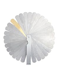 CAMWAY 32 piezas de cuchillas de acero de calibre 0,0015 0,035 pulgadas 0.002 0.035 in doble marca métrica e imperial Gap herramienta de medición