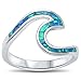 Oxford Diamond Co Wave Ocean Beach Lab Created Opal .925 Sterling Silver Ring Sizes 4-12. Colors Available (Lab Created Blue Opal, 10)
